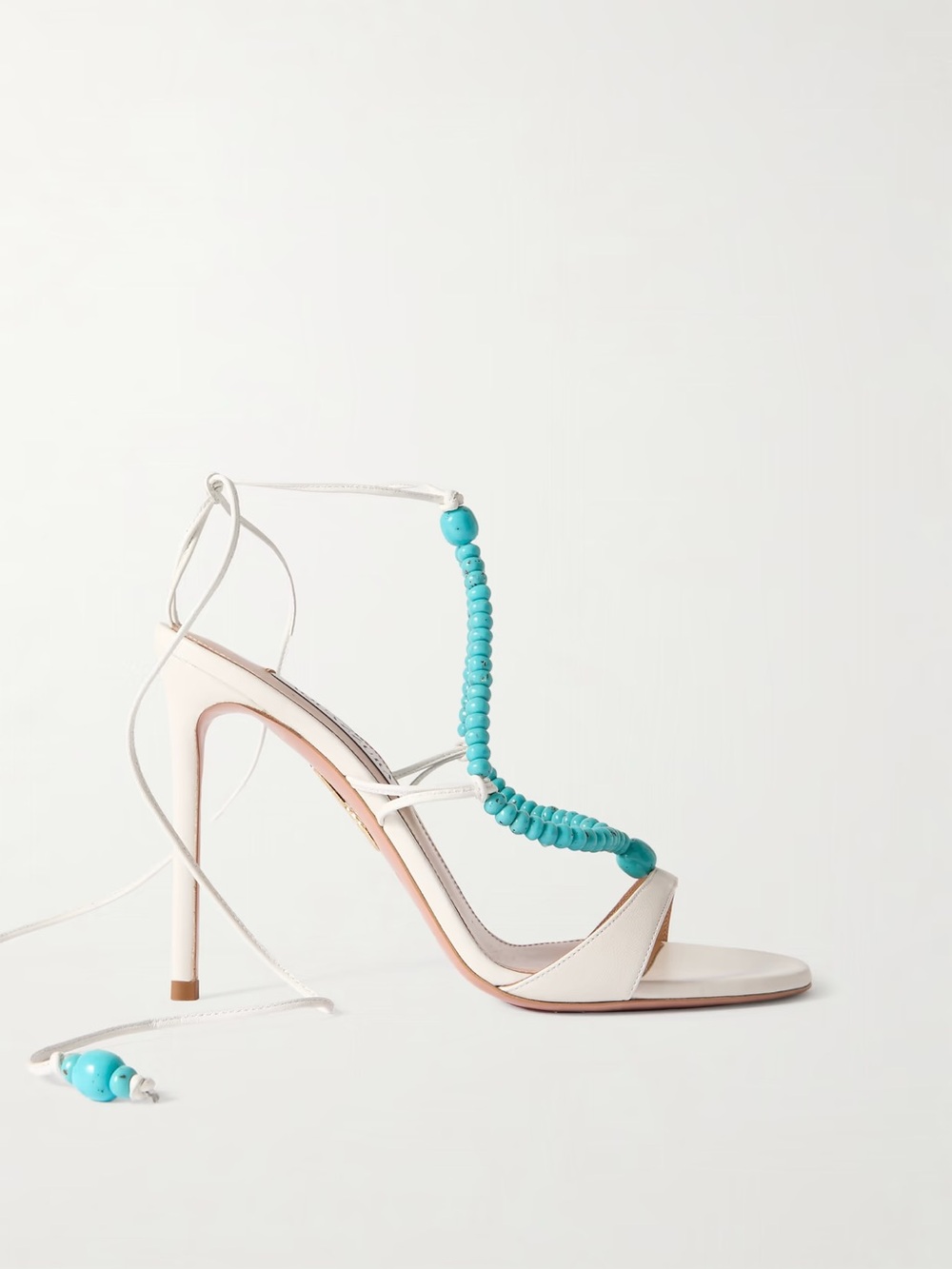 Like new Amalfi 105 Beaded Leather Sandals In White $975 37